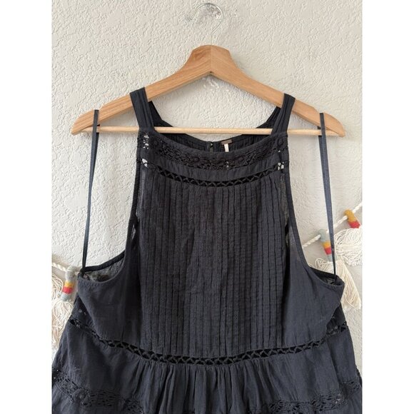 Free People Constant Crush Pintucked Lace Sheer Halter Top Dainty Coquette M - Picture 3 of 8